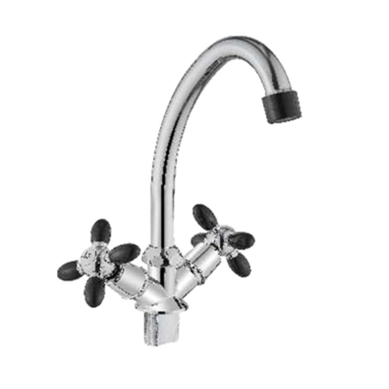 Смеситель для кухни двухвент. кран-букса гайка черный Санлайт C-3046-207