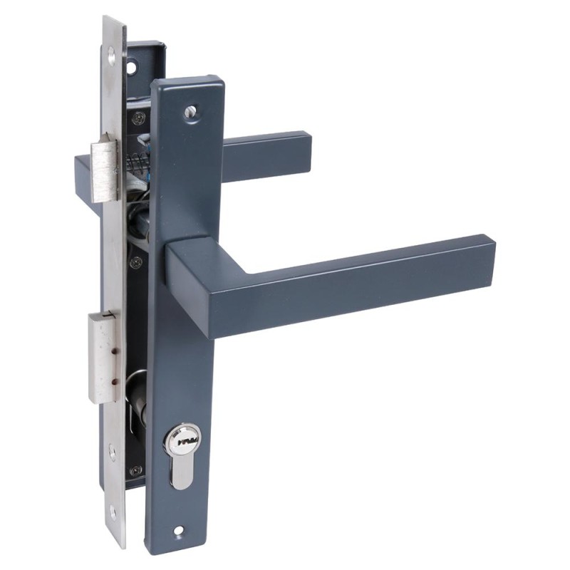 Замок врезной узкопрофильный для калитки, серый антрацит СТАНДАРТ 8520.01.7016 ключ-ключ арт. 17657