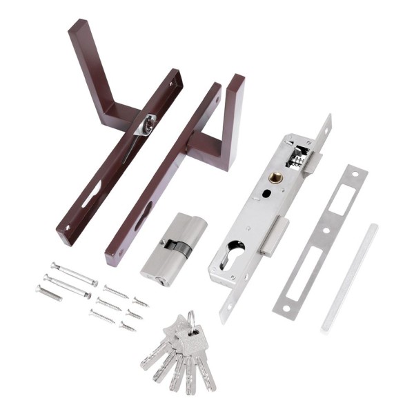 Замок врезной узкопрофильный для калитки, коричневый СТАНДАРТ 8520.01.8017 ключ-ключ арт. 17659