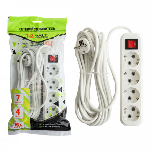 Удлинитель сет. 1-2.SALE ПВС 3х1 4роз. 7м 16А земля, выкл (корпус АБС-пластик) E1М 860483
