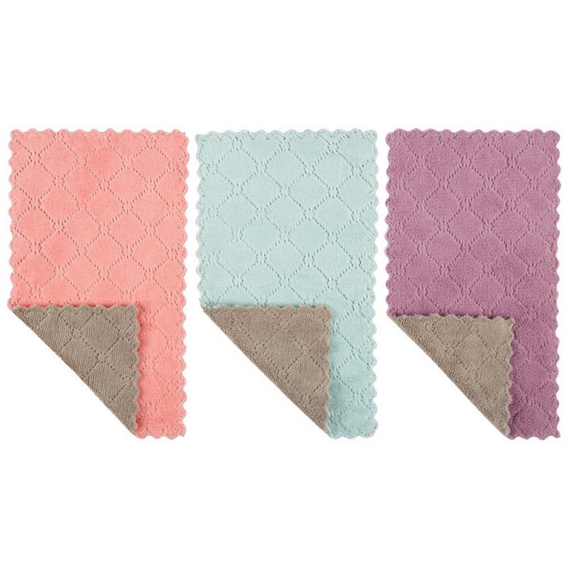 Салфетка микрофибра 3 шт 25*15 см 200 гp/м² супервпитывающая микс цветов Leonord арт. 104908