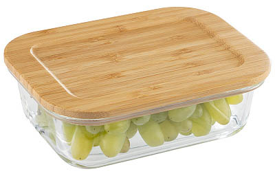 Контейнер из жаропроч стек. с кр. из бамбука BAMBU 1000мл (прямоугольный) Leonord арт. 108126
