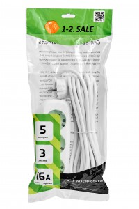 Удлинитель сет. 1-2.SALE ПВС 3х1 3роз.  5м 16А земля (корпус АБС-пластик) E1М 860474