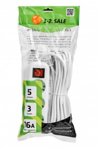 Удлинитель сет. 1-2.SALE ПВС 3х1 3роз.  5м 16А земля, выкл (корпус АБС-пластик) E1М 860475