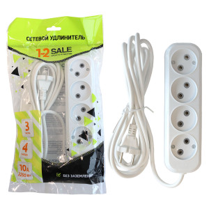 Удлинитель сет. 1-2.SALE ПВС 2х1 4роз. 3м 10А (корпус АБС-пластик) E1М 860465