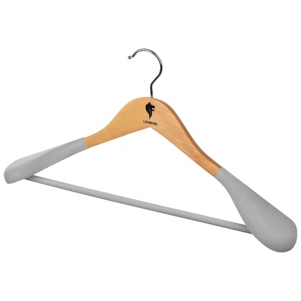 Вешалка-плечики Leonord светлое дерево 45см, дерево дерево флокированное арт. 107884