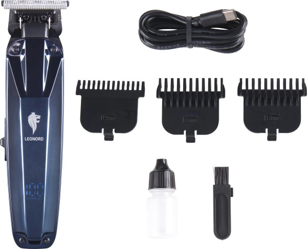 Машинка д/стрижки Leonord LE-1236, 5Вт, 3 насадки, LED диспл, Li-ion, работает от аккум. арт. 109889