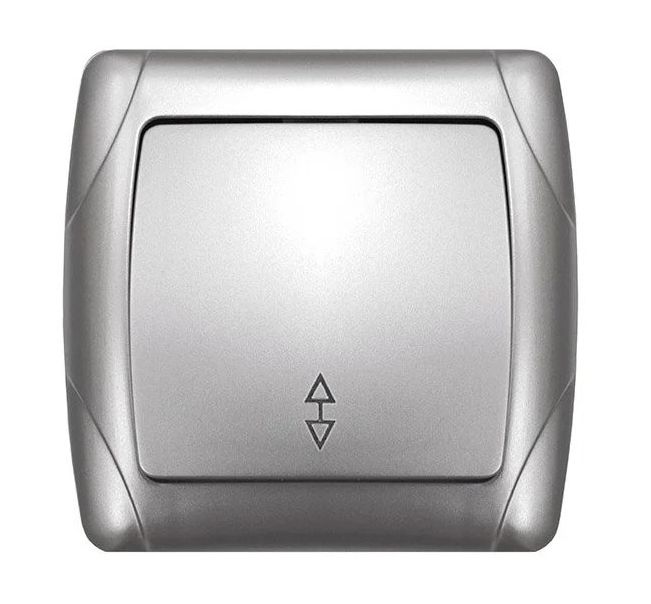 Выключатель UNIVersal Маргарита проходной СУ 1кл. 10А, серебро (корп. ABS, пласт. осн.) М0025-S