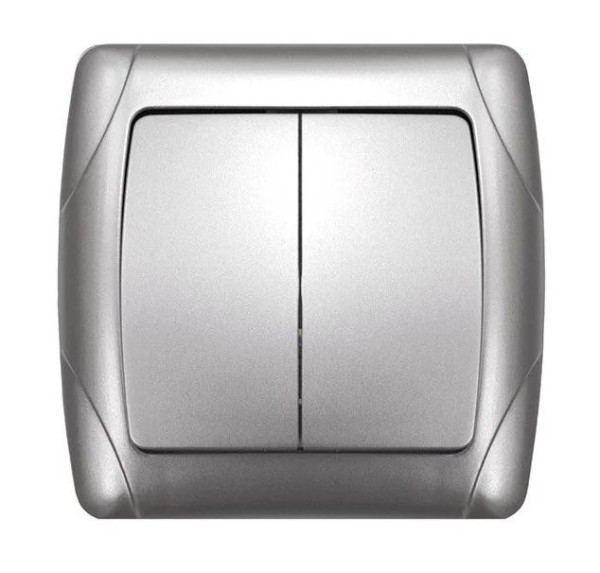 Выключатель UNIVersal Маргарита СУ 2кл. 10А, серебро (корп. ABS, пласт. осн.) М0023-S
