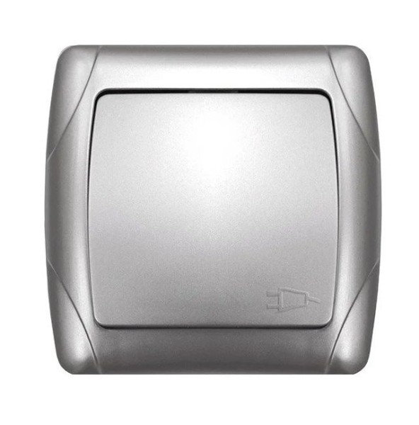 Розетка UNIVersal Маргарита СУ 1мест. 16А, серебро (земля, пласт. осн., крышка) М0029-S