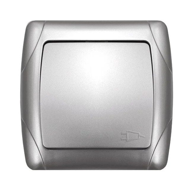 Розетка UNIVersal Маргарита СУ 1мест. 16А, серебро (земля, пласт. осн., крышка) М0029-S