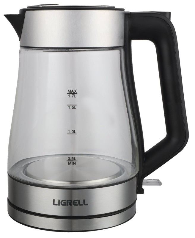 Чайник LIGRELL LEK-1747GS черный/стекло, 1.7л, 2000Вт, подсветка