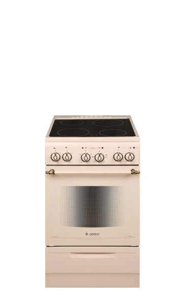 Электроплита Gefest 5160-02 0147 кремовый с рисунком ретро, стеклокерамика, 4 зоны, 6150Вт, 50x59