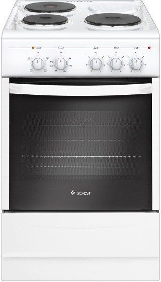 Электроплита Gefest 5140-0031 белая, эмаль, 3 конфорки, 5,5-6,02кВт, 50x59