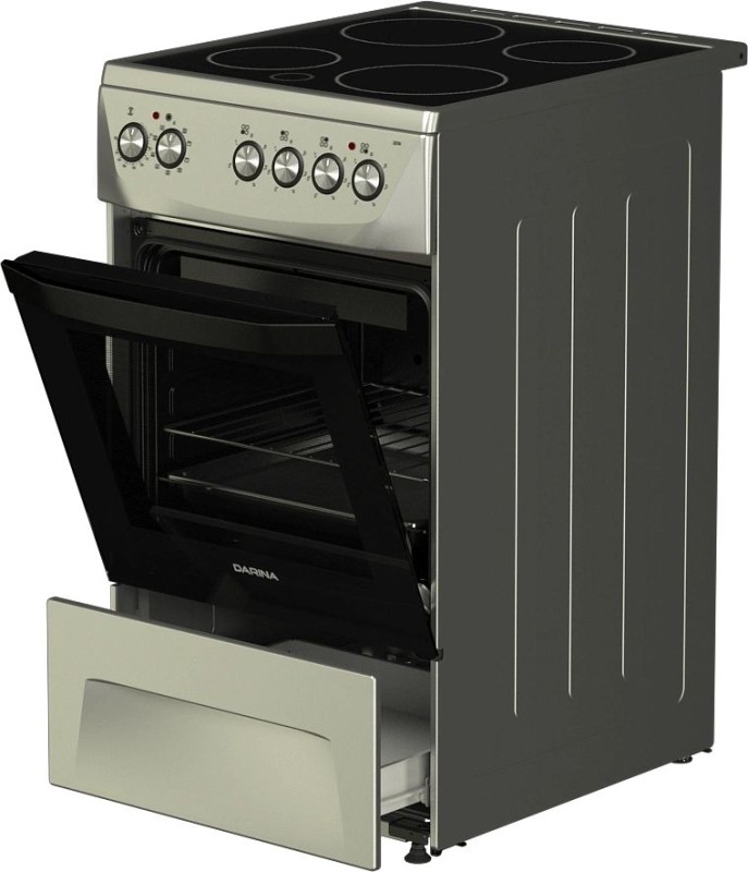Электроплита DARINA 1D5 EC241 614 X серебристый, стеклокерамическая, 50х60, 6100Вт