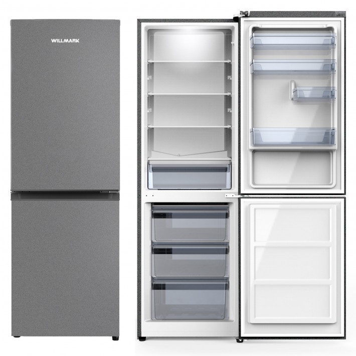 Холодильник WILLMARK RF-415DCGT графит, 278л, 600*600*1850мм