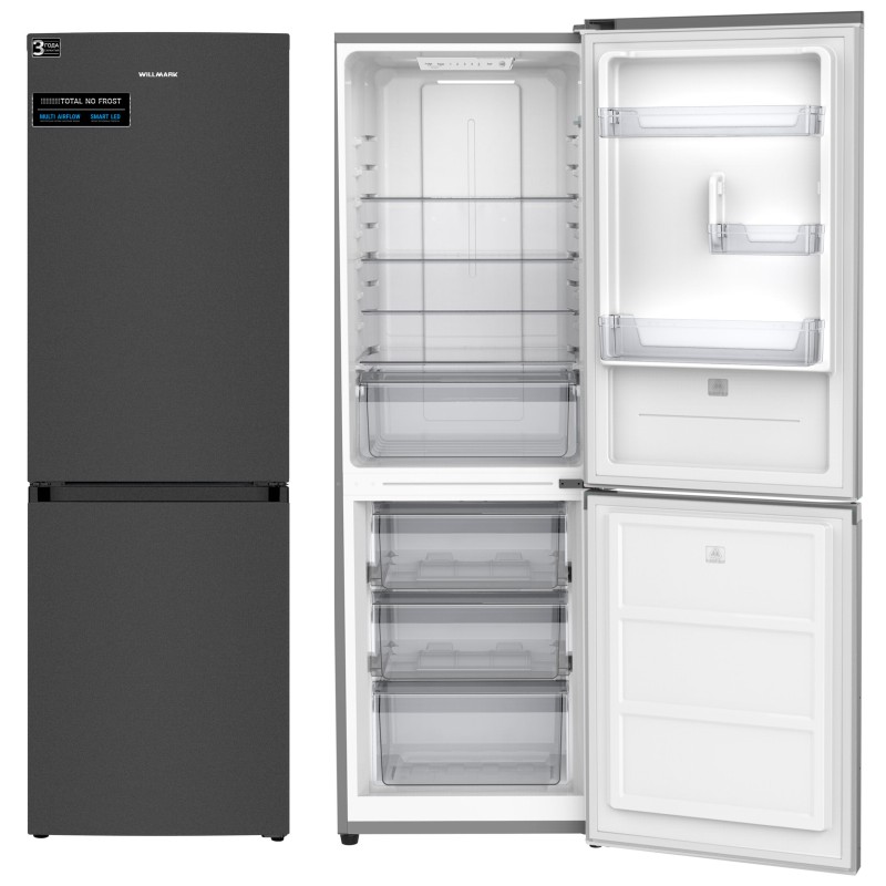 Холодильник WILLMARK RFN-425NFD темный металлик, 315/201/80л, А+, 59.5*60*185см