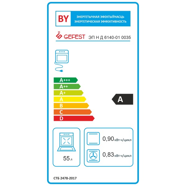 Электроплита Gefest 6140-01 0035 белый, эмалированная, 4 конфорки, 5,5-6.015кВт, 60x60