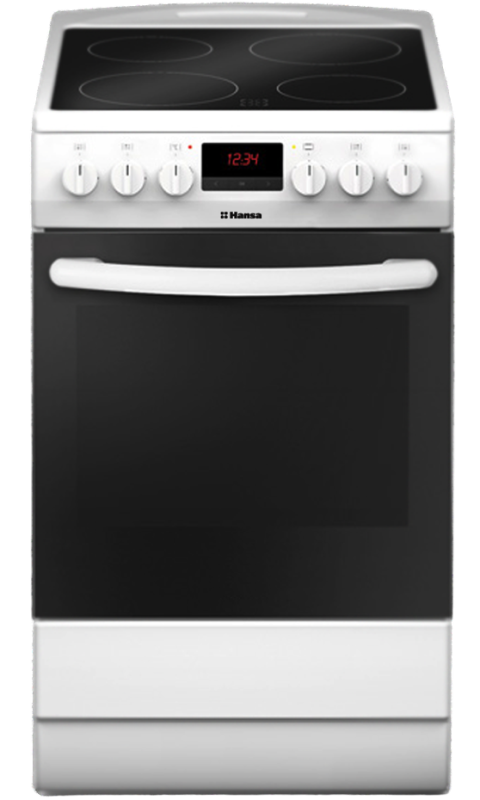 Электроплита Hansa FCCW58240 белый/черный, 4 зоны, стеклокерамика, 8700Вт