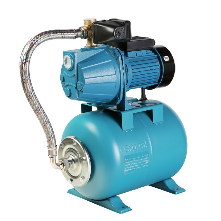 Насосная станция Sturm! WP97120CI 1200Вт, бак 24л, 70л/мин, 45м подъем, 8м всас, насос чугун