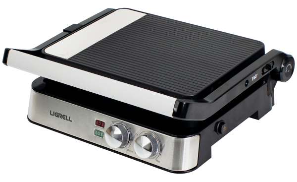 Гриль электрический LIGRELL LG-3320 чёрный-сталь, 2000Вт, до 230°C, съемные пластины