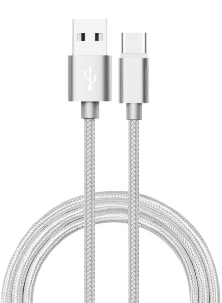 Шнур USB Type-C 3.1 - USB А 3.0, 1 м, серебряный, Атом
