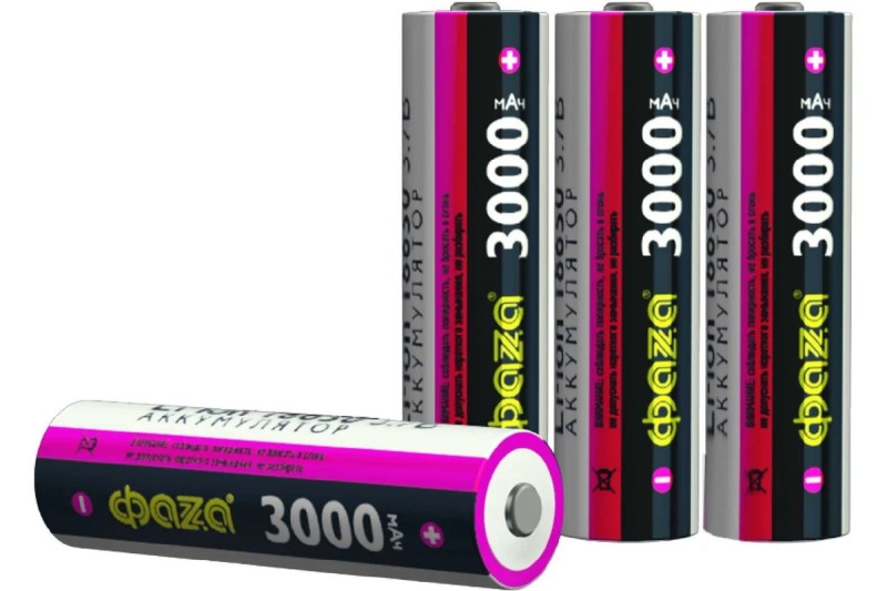 Аккумулятор ФАЗА 18650 Li-ion 3000mAh 3.7V без защиты VK1 18*65, BL1
