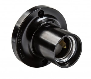 Патрон ASD/InHome E27 Ф П-01 E27 карболит потолочный, черный, прямой 70.5x55.5 IP20 2238