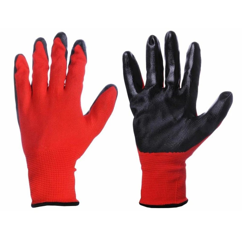 Перчатки нейлоновые облив нитрил красные Baizheng арт. BZ-1036