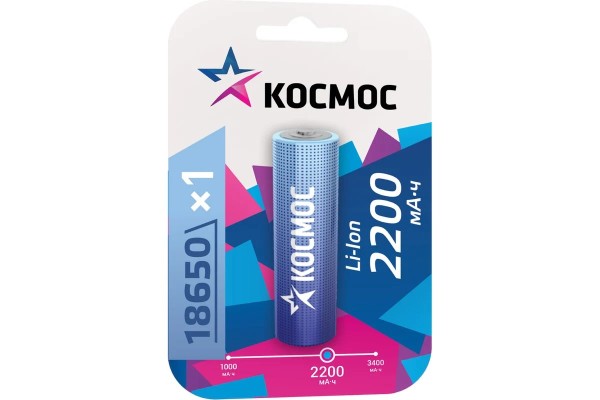 Аккумулятор Космос 18650 Li-ion 3400mAh 3.7V BL1 с защитой 19x70 мм KOC18650Li-ion34UBL1