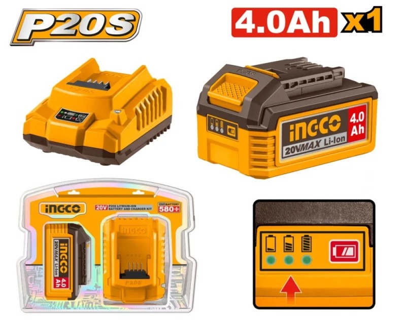 Набор аккумулятор + зарядное 1 АКБ 4.0 Ач Li-ion INGCO FBCPK1012 INDUSTRIAL