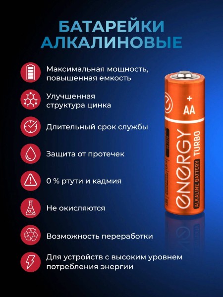 Батарейка алкалиновая АА LR6/2B упак 2 шт Turbo Energy арт. 107050
