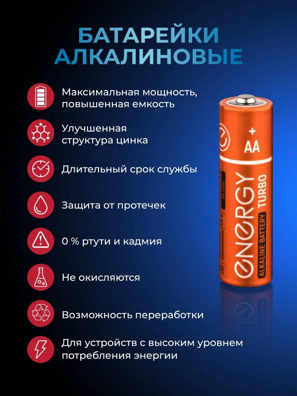 Батарейка алкалиновая АА LR6/2B упак 2 шт Turbo Energy арт. 107050