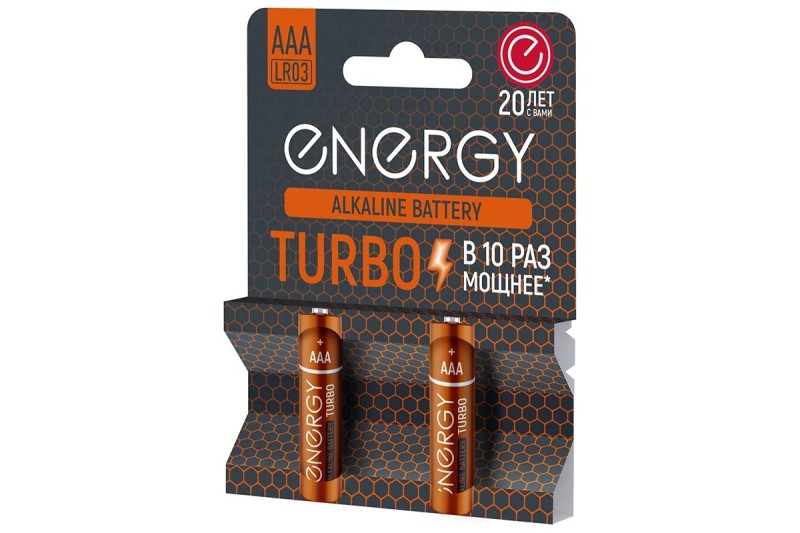 Батарейка алкалиновая ААА LR03/2B упак 2 шт Turbo Energy арт. 107048