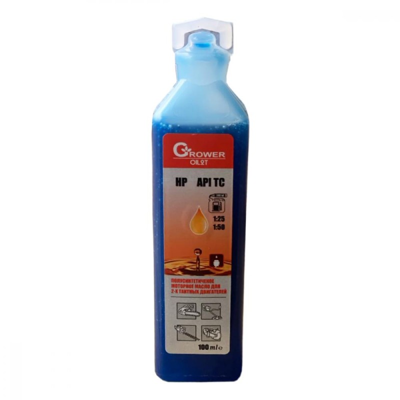 Масло 2-х так. GROWER 2T полусинтетика, 0,1л (100 мл) НР API TB (синее) ЧЗ