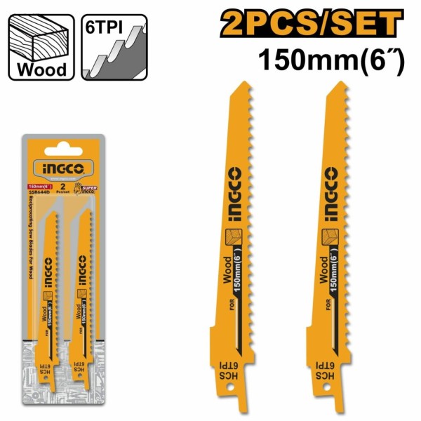 Полотна для сабельной электроножовки, SS-хвостовик INGCO SSB644D