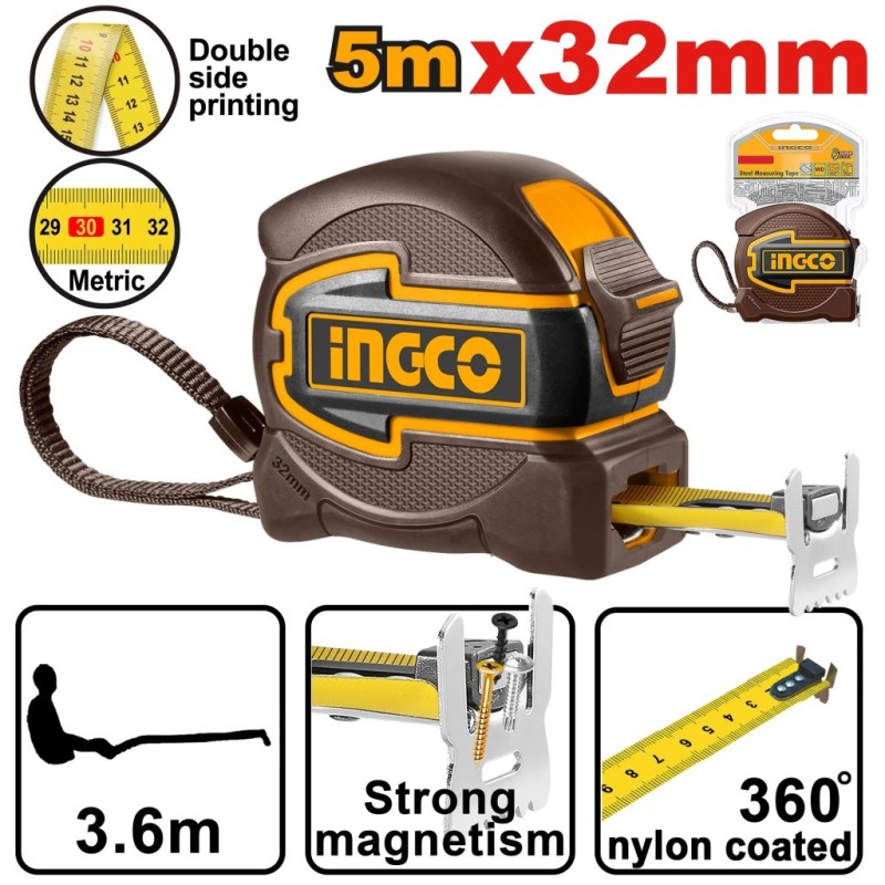 Рулетка 5м*32 мм INGCO HSMT80532M INDUSTRIAL