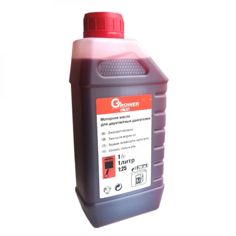 Масло 2-х так. GROWER 2T минерал, 1 ЛИТР, НР API TB (красное) GR-OIL-2T-M-1,0 ЧЗ