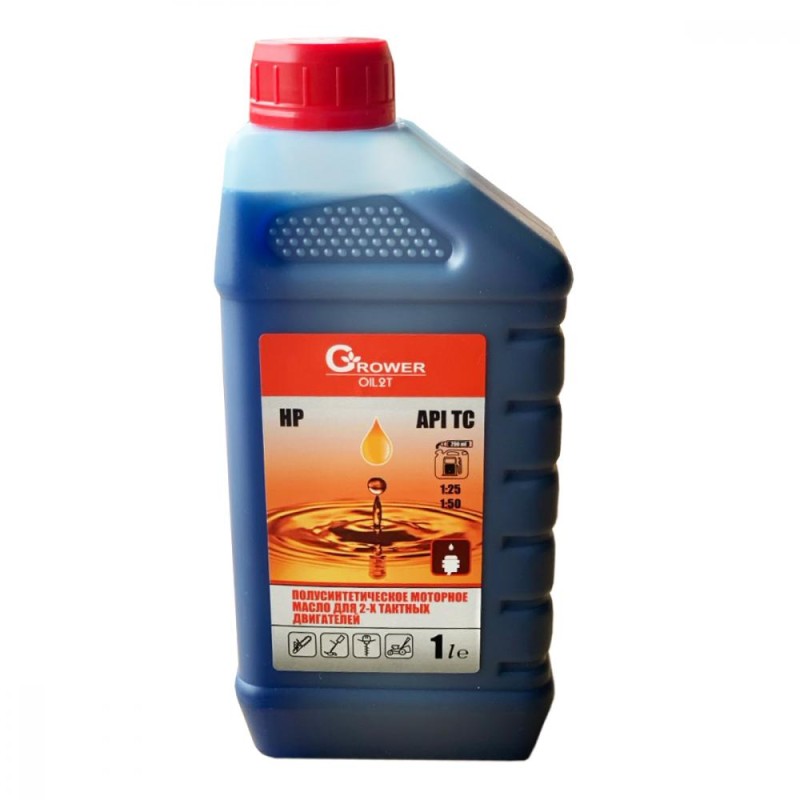 Масло 2-х так. GROWER 2T полусинтетика, 1 ЛИТР, НР API TB (синее) GR-OIL-2T-S30-1.0 ЧЗ
