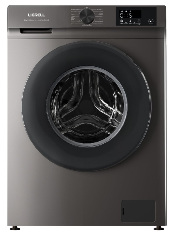 Стиральная машина LIGRELL LWM-8012IG INVERTER графит, 8кг 1200об/мин, 15 программ, А++